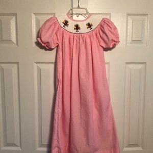 NWT Pink/White Smocked Thanksgiving Boutique Dress SZ 7